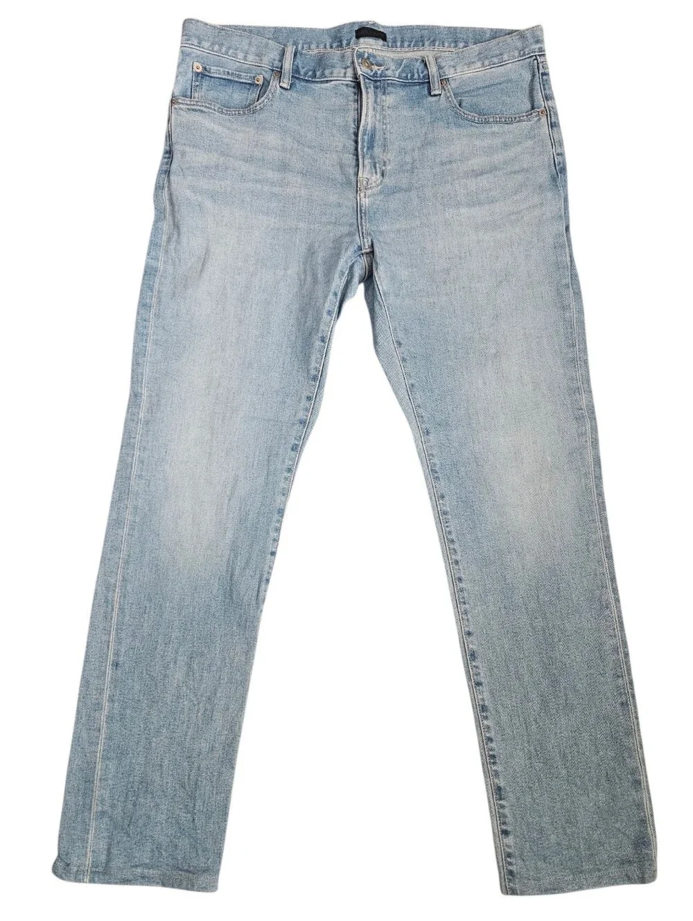 Uniglo Mens Light Wash Straight Leg Blue Jeans‎ Tag Size 36x32 Actual Size 38x31